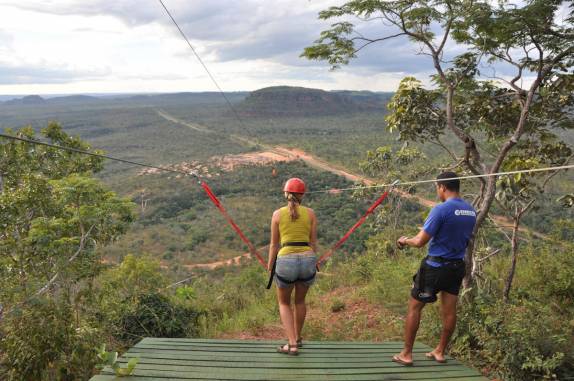 Início da tirolesa dos 1.200 metros, na Chapada das Mesas, região de Carolina - MA